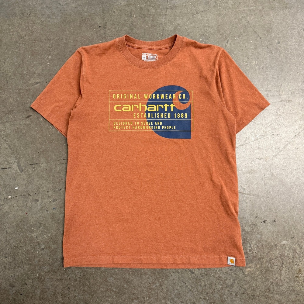 Carhartt Mens Relaxed Fit Graphic T-Shirt Burnt Orange Heather Size M 2175